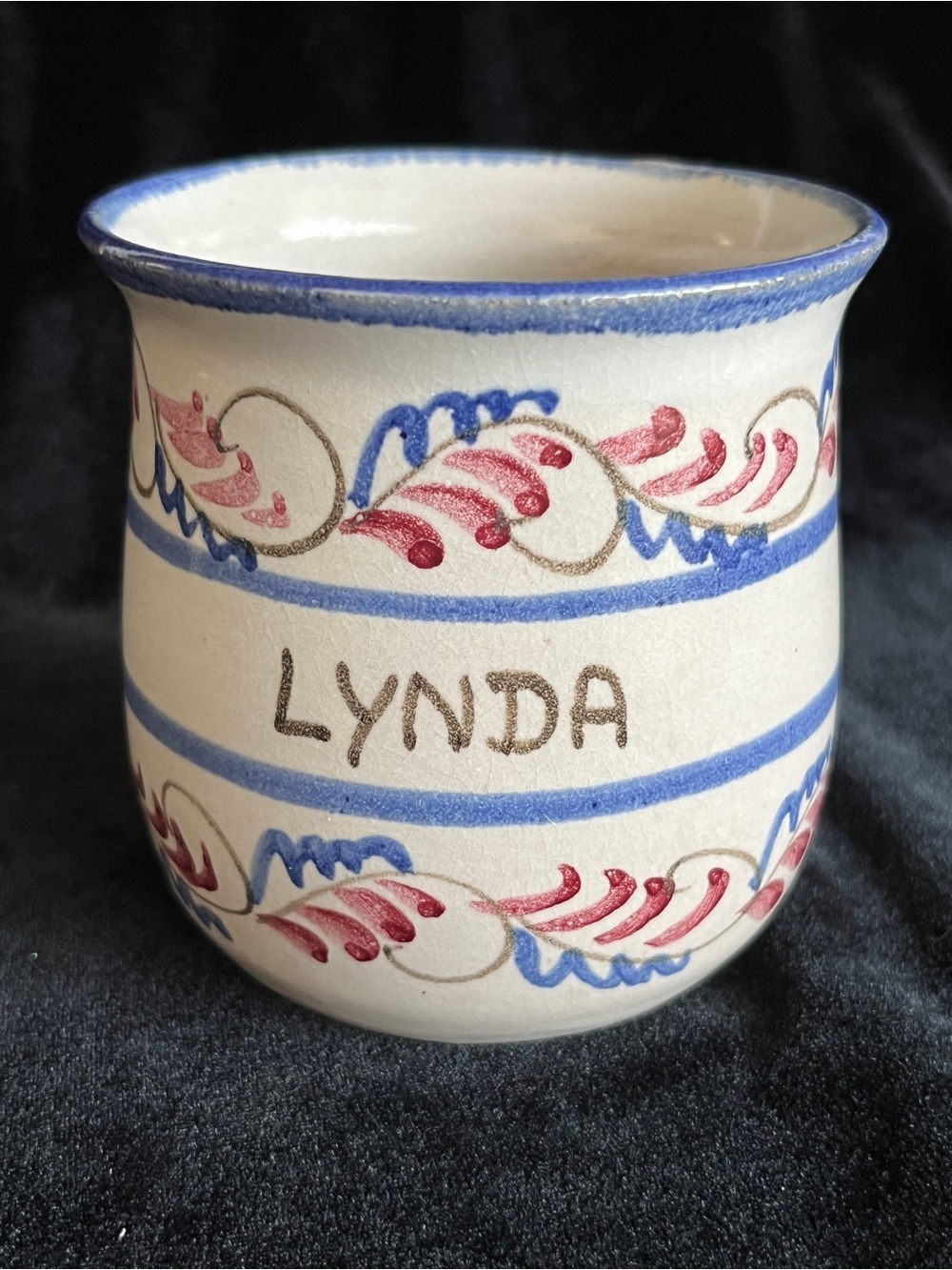 LYNDA Berkshire Pottery Floral Folk Art Mug Hand Thrown